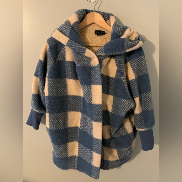 Hatch maternity coco coat blue plaid p xs - Picture 3 of 7